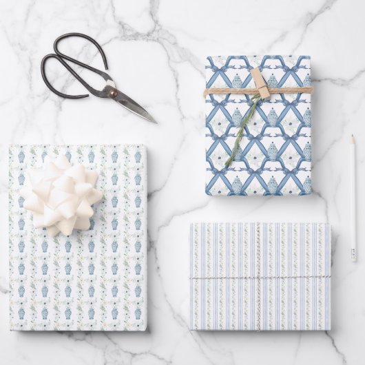 クリスマスネイビージンジャージャー ラッピングペーパーシート (正面)