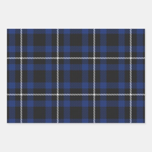 クリスマスネイビーブルーバッファロープレイド ラッピングペーパーシート (正面3)