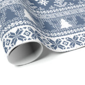 クリスマスネイビーブルーホリデーニット醜いセーター ラッピングペーパー (ロールコーナー)