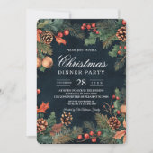 クリスマスネイビーブルー&パインホリデー 招待状 (正面)