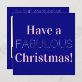 クリスマスネイビー白ピンクのTyopgraphy写真 シーズンカード (正面/裏面)