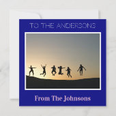 クリスマスネイビー白ピンクのTyopgraphy写真 シーズンカード (裏面)