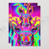 クリスマスネオントナカイのグリーティングカード シーズンカード (正面/裏面)