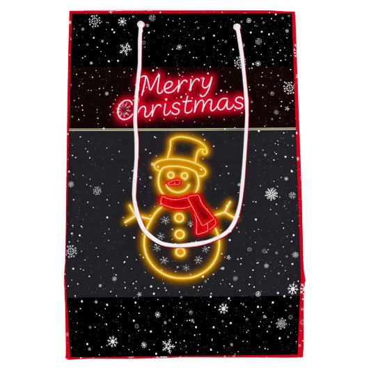 クリスマスネオンモダンホリデーコレクション ミディアムペーパーバッグ (裏面)