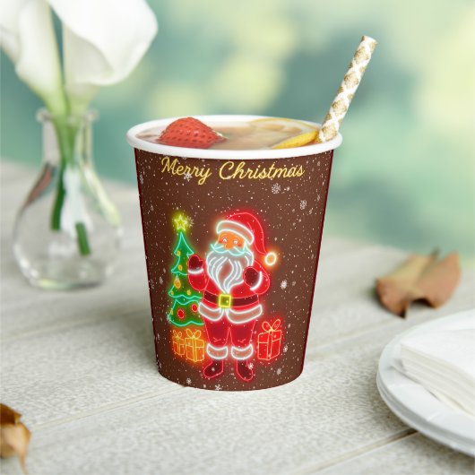 クリスマスネオンモダンホリデーコレクション 紙コップ (インサイチュ)