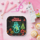 クリスマスネオン人気があるホリデーコレクション ペーパープレート (パーティー)