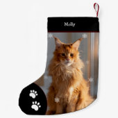 クリスマスネコPhoto Holiday Black パーソナライズされた Large スモールクリスマスストッキング (裏面)
