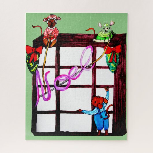 クリスマスネズミ飾 ジグソーパズル (縦)