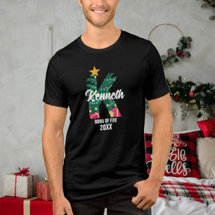 クリスマスネームイニシャルモノグラムのファミリー トライブレンドTシャツ