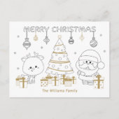 クリスマスネームカラーリングおもしろい可愛カスタムいユニーク シーズンポストカード (正面)