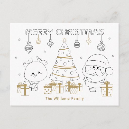 クリスマスネームカラーリングおもしろい可愛カスタムいユニーク シーズンポストカード (正面)