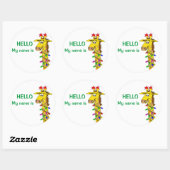 クリスマスネームタグおもしろいステッカーGiraffeライト付き ラウンドシール (シート)