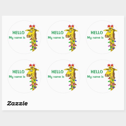 クリスマスネームタグおもしろいステッカーGiraffeライト付き ラウンドシール (シート)