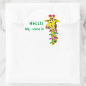 クリスマスネームタグおもしろいステッカーGiraffeライト付き ラウンドシール (バッグ)