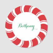 クリスマスネームタグバッジラウンド3"ホリデーパーティー 名札 (正面)