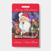 クリスマスネームバッジサンタとトナカイおもしろい バッジ (裏面)