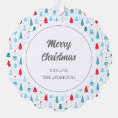 クリスマスネームフォトツリーカラフルオーナメントカード オーナメントカード (裏面)