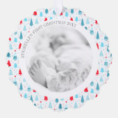 クリスマスネームフォトツリーカラフルオーナメントカード オーナメントカード (正面)