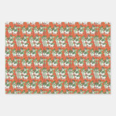 クリスマスノルウェーのセーターレッドプレイド雪だるま ラッピングペーパーシート (正面3)