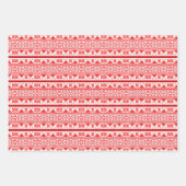 クリスマスノルウェーのセーターレッドプレイド雪だるま ラッピングペーパーシート (正面)