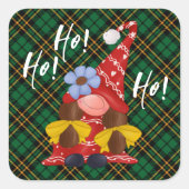 クリスマスノルディックガール格言グリーンプレイド スクエアシール (正面)