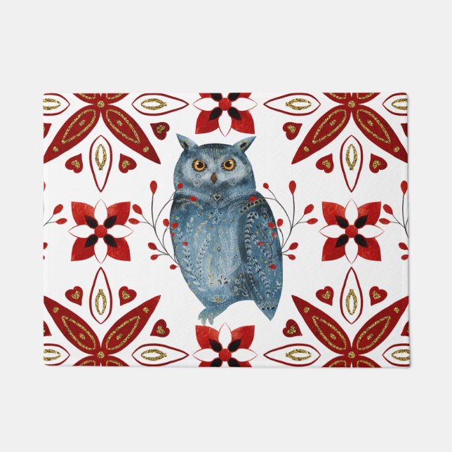 クリスマスノルディックタイルシリーズデザイン2 ドアマット (正面)