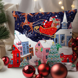 クリスマスノルディックビレッジの前のサンタナイト クッション