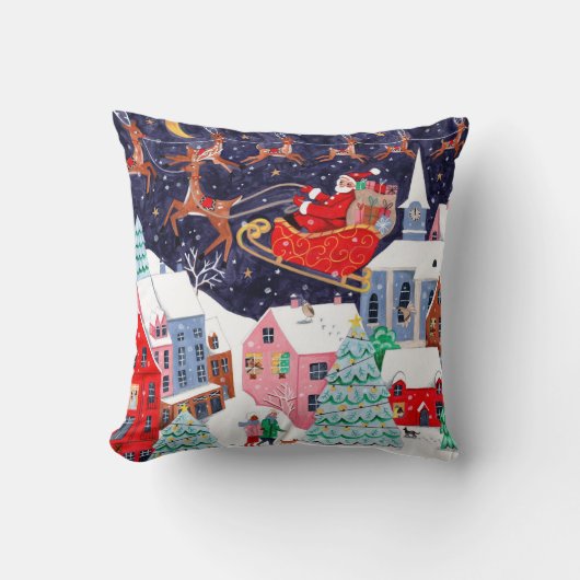 クリスマスノルディックビレッジの前のサンタナイト クッション (正面)