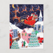 クリスマスノルディックビレッジの前のサンタナイト シーズンポストカード (正面)