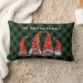 クリスマスノルディックファミリー格言グリーンプレイド ランバークッション (ブランケット)