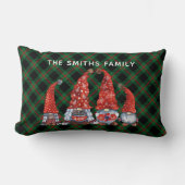 クリスマスノルディックファミリー格言グリーンプレイド ランバークッション (正面)