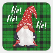 クリスマスノルディック格言グリーンプレイド スクエアシール (正面)