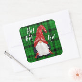 クリスマスノルディック格言グリーンプレイド スクエアシール (封筒)