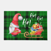 クリスマスノルディック格言サンタグリーンプレイド ドアマット (正面)