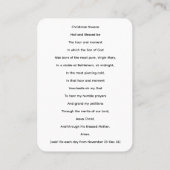 クリスマスノヴェナ祈りの言葉カード 名刺 (裏面)