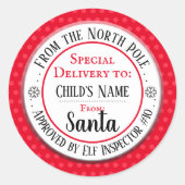 クリスマスノースポールワークショップ名前をカスタムする ラウンドシール (正面)