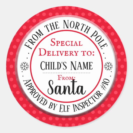 クリスマスノースポールワークショップ名前をカスタムする ラウンドシール (正面)