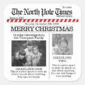 クリスマスノースポールヴィンテージホリデーニューペーパー スクエアシール (正面)