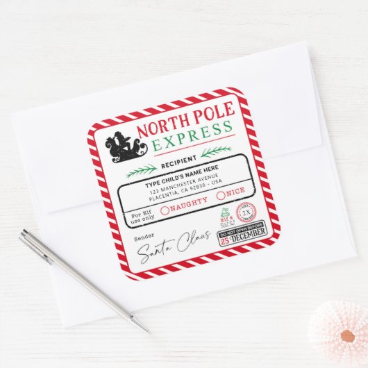 クリスマスノースポ表現ールアドレス出荷 スクエアシール (封筒)