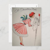 クリスマスノートヴィンテージレトロはがき シーズンポストカード (正面/裏面)