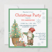 クリスマスノームがツリーを飾る クリスマスパーティー 招待状 (正面)