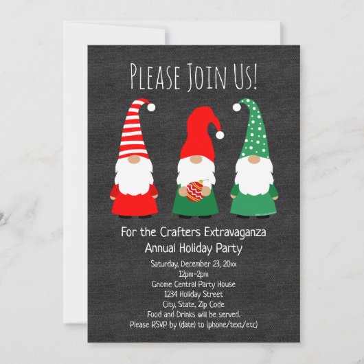 クリスマスノーム かわいいホリデーパーティーの招待状 シーズンカード (正面)