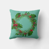 クリスマスノーム、ミスター&ミセス・クロースの水彩画の花輪 クッション (裏面)