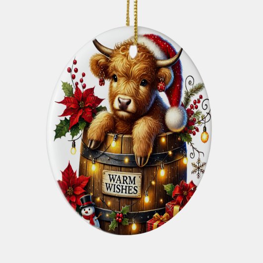 クリスマスハイランドカウズオーナメント セラミックオーナメント (右)