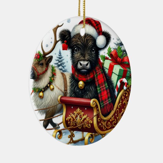 クリスマスハイランドカウズオーナメント セラミックオーナメント (右)