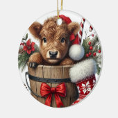 クリスマスハイランドカウズオーナメント セラミックオーナメント (左)
