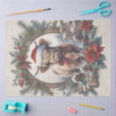 クリスマスハイランド牛のヴィンテージリースの切り離し 薄葉紙 (クラフト)