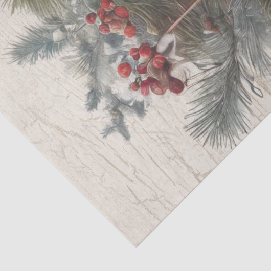 クリスマスハイランド牛のヴィンテージリースの切り離し 薄葉紙 (詳細)