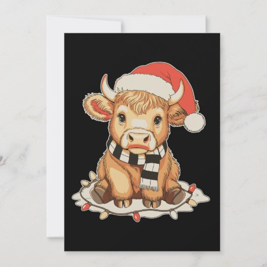 クリスマスハイランド牛モー Xmas 休暇シーズン シーズンカード (正面)