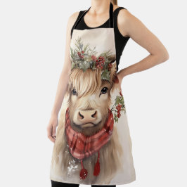 クリスマスハイランド牛 – オールオーバープリントエプロン エプロン